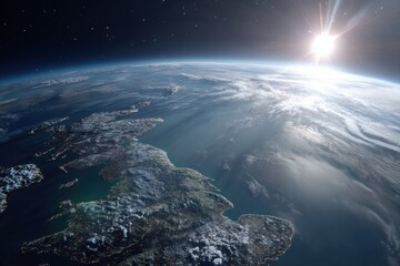 Earth's surface from space, highlighting the British Isles