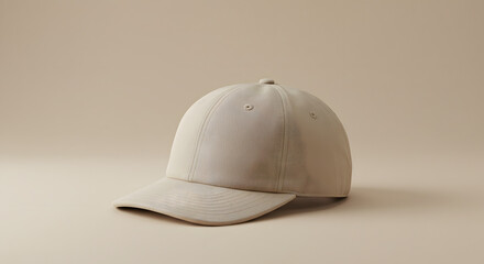 Minimalist Beige Baseball Cap Against Matching Backdrop
