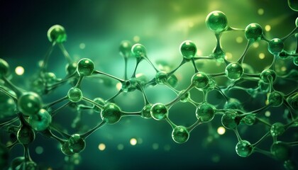 abstract green molecule structure background for science and medical research