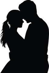 Couple embracing tenderly silhouette embrace