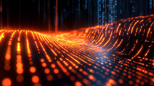 3D visualization of big data AI neural network, showing complex machine learning flows, information analysis, and futuristic technology in cyberspace.