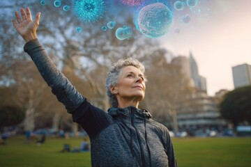Midlife women's guide to morning park workouts. Germs and illness. The dangers of bacteria and viruses in water, air, and on surfaces explained. Microbial risks daily. Healthy aging.
