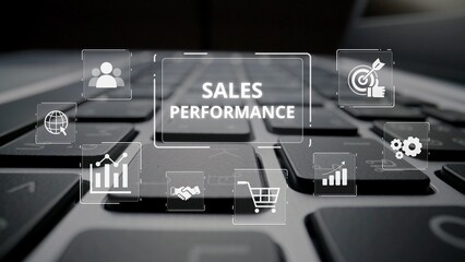 Fototapeta premium Digital sales performance dashboard showing sales performance metrics, performance trends, sales performance analytics, and sales improvement in business context. Muxer