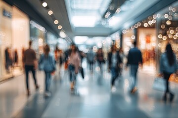 Blurred view of a crowded shopping mall