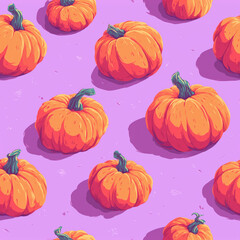 seamless halloween pumpkin pattern with orange pumpkins on purple background, modern decorative design for wallpapers, textiles and packaging