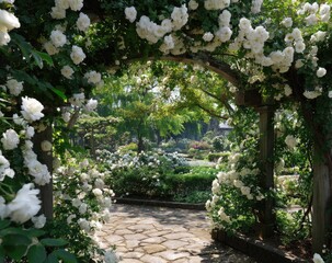 Rose archway garden path (2)