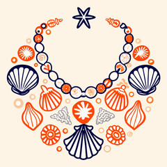Stylish nautical design with sea shells and starfish, perfect for summer celebrations, travel, and elegant beach themes