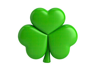 Fototapeta premium 3D plastic clay clover lucky leaf green shamrock decorative four leaf symbol isolated on white background