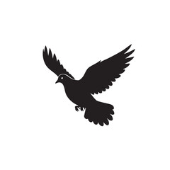 Fototapeta premium Minimalist Vector Bird Icon in Black Silhouette with Elegant Wings and Tail in Modern Style for Logo Design