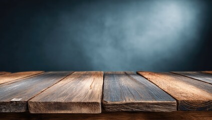 Wooden tabletop against a dark, smoky backdrop