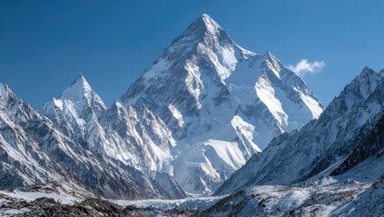Majestic snow-capped mountain range panorama