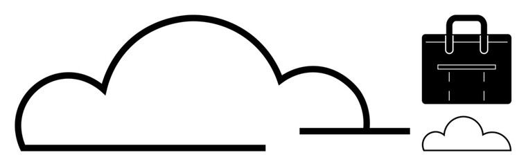 Simplified cloud outline with a briefcase icon representing online data storage, business tools, and remote access. Ideal for cloud strategy, remote work, data management, IT services, connectivity