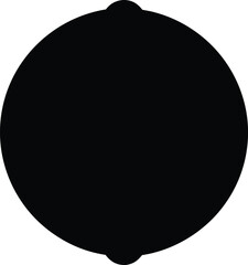 A solid black circle with two small round extrusions on the perimeter