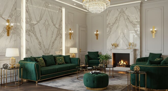Luxury living room interior design - Powered by Adobe