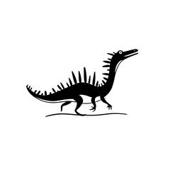 Fototapeta premium Spinosaurus. Spinosaurus simple black and white line art vector logo