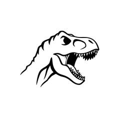Fototapeta premium Tyrannosaurus Rex. Tyrannosaurus Rex simple black and white line art vector logo