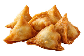 Golden Fried Samosas Appetizer Snack Food pastry isolated on a transparent background image