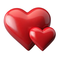 Fototapeta premium Two glossy red hearts representing love and affection perfect for Valentines Day and relationship concepts against a black backdrop