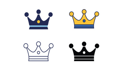 Diverse royal crown icons collection celebrating royalty leadership and authority for digital and print applications white background
