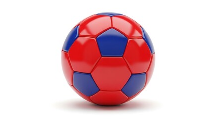 Fototapeta premium Red and Blue Soccer Ball Photo - Classic Football Sports Equipment for Kids and Athletes 