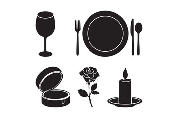 Romantic dinner setting with rose ring and candle