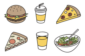 Vector art of fast food and drink icons vector set