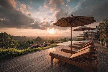Tranquil Sunset Overlook Pool Deck