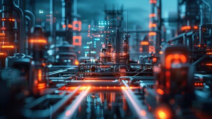 Obraz premium Futuristic industrial cityscape