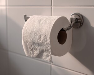 Toilet paper roll on a wall mount
