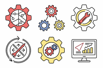 Vector art of devops and software development process icons