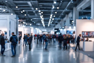 Blurred view of a large exhibition hall