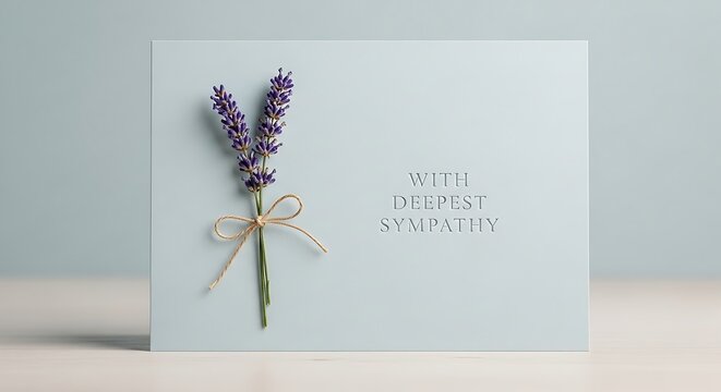 Sympathy card with lavender, and condolence. - Powered by Adobe