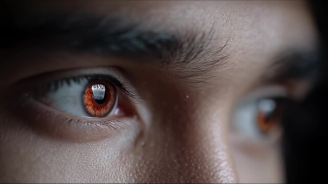 Close-up Shot of Focused Eyes Showcasing Technology and Futurism