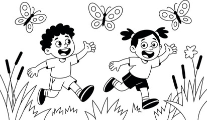 Simple illustration of grass blades in black and white style drawing