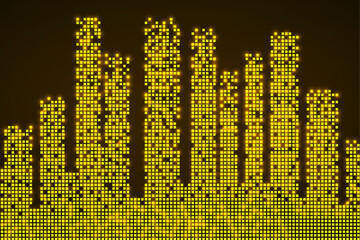 Abstract city of skyscrapers. Silhouette of megacity. Vector background
