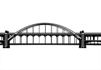 Fototapeta premium A bold, architectural line drawing of a long, arched bridge spans the image, showcasing intricate structural details.