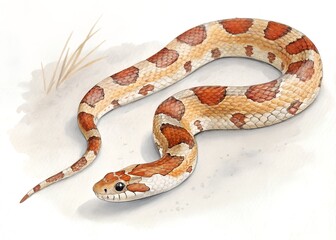 Obraz premium Watercolor painting of a corn snake isolated on white background