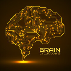 Technological brain. Circuit board. Abstract vector logo. Vector illustration