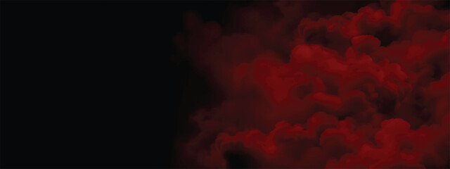 Swirling dense smoke in crimson tones creating ominous spooky atmosphere