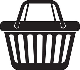 Shopping Basket Silhouette | Black Vector Illustration Design