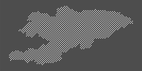 Kyrgyzstan map dot on gray background.  Dotted map Kyrgyz Republic. Vector eps 10.