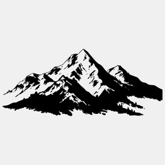Mountain Silhouette Sign Vintage Retro Isolated Black Icon Symbol Design