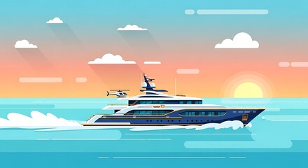 Fototapeta premium Luxury Yacht Sunset Cruise.