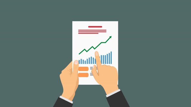 graph business growth video animation flat concept
