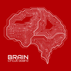 Technological brain. Circuit board. Abstract vector logo. Vector illustration