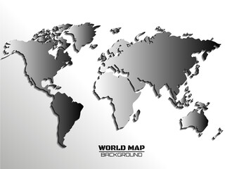 Abstract world map with gray gradient. Map of paper. Vector illustration
