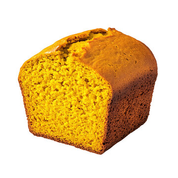 Sliced loaf of golden yellow cake with a moist texture and crumbly top
