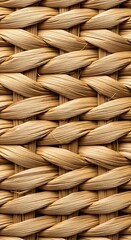 Close-up macro of a woven brown wicker basket's natural texture and pattern