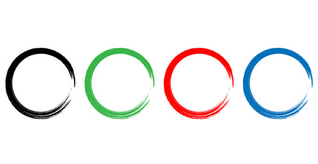 Four colorful olympic rings isolated on transparent background