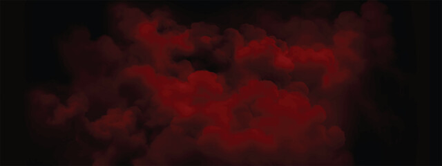 Dark background with swirling red vapor cloud in horror abstract design